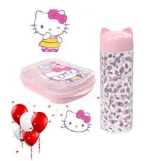 Kit Lancheira Hello Kitty com Garrafa 500ml Sanduicheira Infantil Escolar Plasútil Lanche