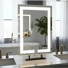 Espelho Retangular 70x50 Iluminado Led Touch Bancada Simples - Preto
