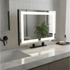 Espelho Retangular 50x70cm Iluminado Led 3 Cores Bancada Duplo - Preto