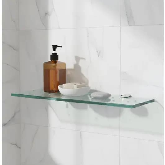 Suporte Porta Shampoo De Vidro Incolor Banheiro Luxo 40cmx10cmx6mm