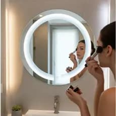 Espelho Redondo 60cm Maquiagem Iluminado 3 Leds Touch Screen