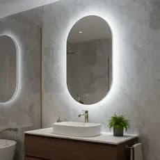 Espelho Oval Organico 75x50cm Iluminado Led 6000K LUZ FRIA Touch Screen