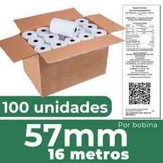 Kit 100 Unidades Bobinas Térmica Para Mini Impressora Térmica e Máquinas de Cartão 57mm 16metros