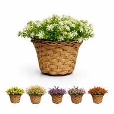 Florzinhas Artificiais Decorativas Com Vaso Trançado Cachepô