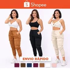 ✨ Calça Jogger Cargo Feminina em tecido Bengaline com Cintura Elástica,, confortavel.