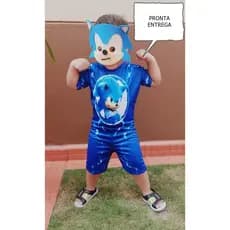 Fantasia Infantil Sonic 2 com máscara 2 a 8 anos