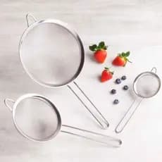 Kit 3 Peneiras Inox para Cozinha Farinha Suco Chá Peneirar e Coar