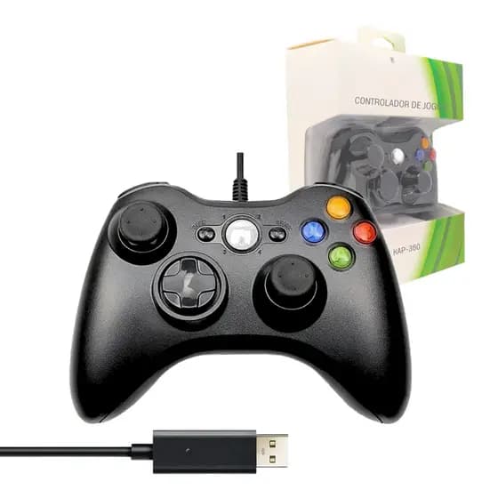 Controle Gamer Com Fio 2,10M Compatível com Xbox 360 e Computador Kapbom KAP-360