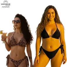 BIQUINI CORTININHA FEMININO COM BOJO REMOVIVEL ESTAMPA ONCINHA E PRETO FORRADO M G GG G1 PLUS VERAO