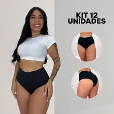 KIT 12 CALCINHAS CINTA MODELADORA CÓS DUPLO DE QUALIDADE PREMIUM E ALTA COMPRESSÃO FORRO 100% ALGODÃO