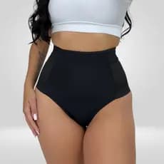 Kit 5 Calcinha Modeladora Hot Pant Cós Alto Suplex Pós Parto Forro 100% Algodão Confortável ou Kit 3 Calsinhas