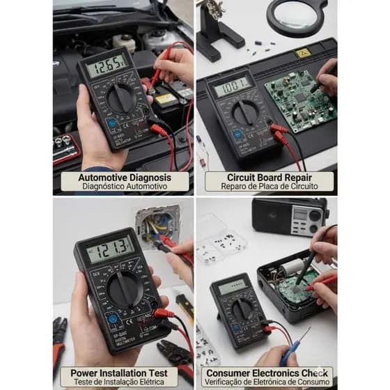 Multimetro Digital Portatil Display Lcd Alta Precisao Teste Eletrico Bateria Equipamentos