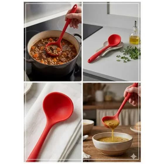 Concha Silicone Vermelha Resistente Antiaderente Cozinha Utensilio Pratico