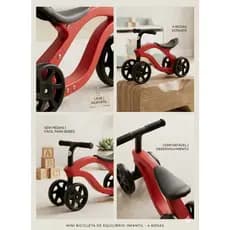 Bicicleta Infantil Equilibrio Sem Pedal Quatro Rodas Seguranca Vermelha