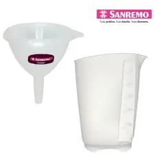Conjunto Para Medir e Prepara Copo Medidor 500ml Com Funil 12,8cm Sanremo