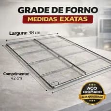 Grade Para Forno Layr Inox 38 largura x42 comprimento Cromada
