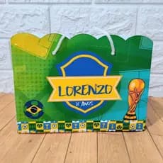 Sacolinha Personalizada M - COPA-HEXA-BRASIL -  aniversário, Lembrancinha, Festa Infantil.