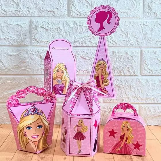 Kit Caixinhas Personalizadas para festas de aniversário, lembrancinhas TEMA BARBIE ( PEGUE E MONTE )