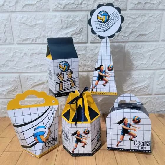 Kit Caixas Personalizadas para festas de aniversário, VOLEI ( MENINO ou MENINA)