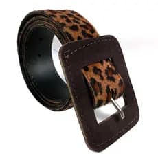 Cinto Feminino Animal Print Onça Fivela Marrom Esc Quadrada