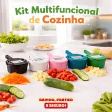 RALADOR DECASCADOR CORTADOR FATIADOR DE LEGUMES VEGETAIS FRUTAS ALIMENTOS MULTIFUNCIONAL KIT 12 EM 1