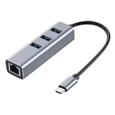 Hub USB Tipo C  5Gbps + rede 10/100/1000 + 3 Portas USB 3.0 - TEBERA