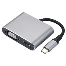 Adaptador Tipo C 4 em 1 - USB C/USB C (PD)/HDMI 4K/USB 3.0/VGA - TEBERA Alta Conectividade