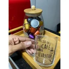Xícara de Vidro - Chá/Café / Preciso de Café para Levantar