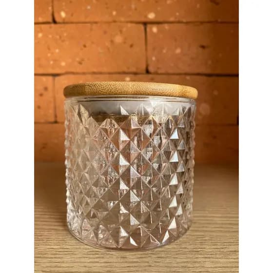 Pote de Vidro Bico De Jaca Com Tampa em Madeira Bambu/Pote de Vidro Decoração/Guarda Utensílios.