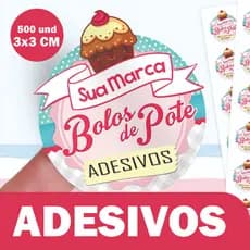 500 Adesivos 3x3 cm Personalizada c/ Sua Logo Resistente a Temperatura