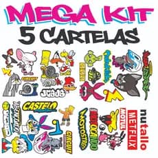 KIT 110 ADESIVOS GRANDES VINIL VARIADOS CARRO MOTO CAMINHÃO BIKE- STICKERS DIVERSOS 5 CARTELAS