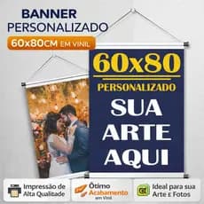 80xBanner Personalizado Com Sua Logo Arte 80x60cm Lona Aprova d'água