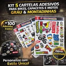 Kit 5 Cartelas Adesivos Para Bikes Capacetes Motos Grau Montadinhas