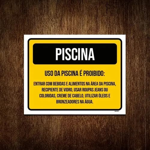 Placa Sinalização - Piscina Uso Da Piscina Proibido