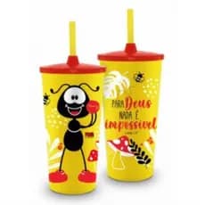 Copo dos Smilinguidos com tampa e canudo