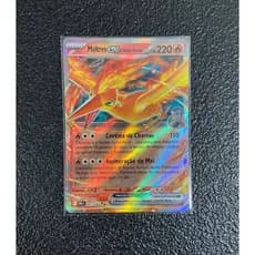 Carta Moltres EX da Equipe Rocket EX 031/182 em Português + 5 cartas brilhantes aleatórias diferentes