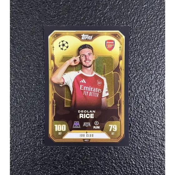 Carta Declan Rice 100 Club + 5 Cartas aleatórias diferentes Topps