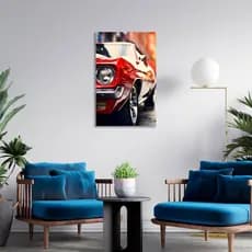 Quadro Decorativo Chevrolet Camaro Vermelho Clássico Vintage