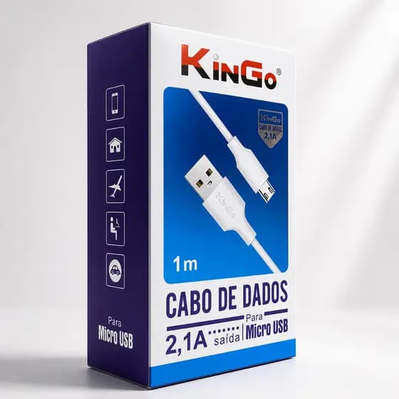 Cabo USB Para Micro USB V8 1 Metro Kingo