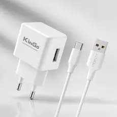Carregador Completo USB Para Tipo C Fonte e Cabo 1.2A Kingo U101