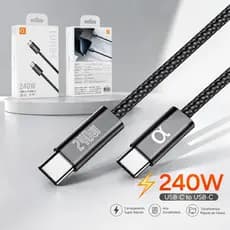 Cabo Nylon Trançado USB-C Tipo C 240W Turbo 1 Metro A'Gold CB-53