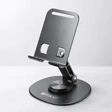 Suporte De Mesa Para Celular Alumínio Prata Rotação Hrebos SU-226