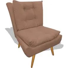 Poltrona Karen Cadeira Fibra Silicone Sala Estar Jantar Recepção Pés Palito Cappucino