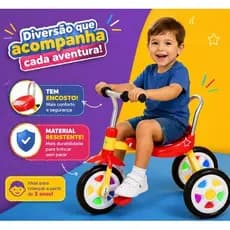 Triciclo Infantil Pedal Amarelo ou Azul Divertido Seguro Resistente Confortável Manejo Fácil