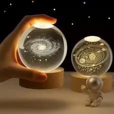 Luminária Esfera Bola de Cristal Galáxia LED RGB Projetor Céu Estrelado Decorativa Luz Noturna