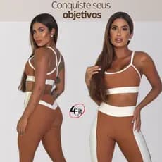Conjunto Academia Conjunto Fitness Conjunto Poliamida Calça e Top Brume 4Fit