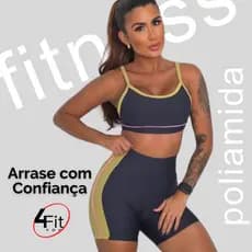 Conjunto Academia Conjunto Fitness Conjunto Poliamida Short e Top Tulun4Fit