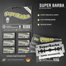 Cartela Lâmina De Barbear Inox Super Barba Premium Black Alemanha 60 un
