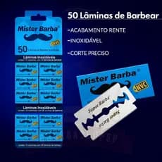 Lâmina De Barbear Mister Barba Cartela Com 50 Lâminas