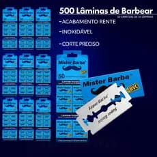 Lâmina De Barbear Mister Barba 10 Cartelas Com 50 Lâminas